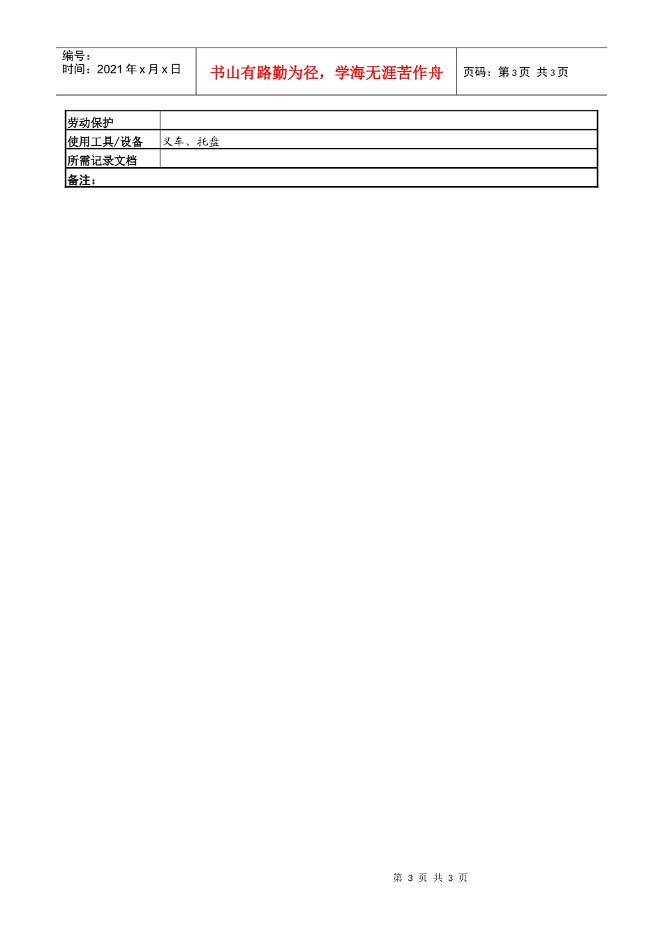 某服装生产企业储运部搬运工岗位说明书_第3页