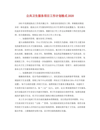 公共卫生服务项目工作计划格式 