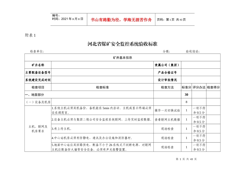 河北省煤矿井下安全避险“六大系统”验收标准及评分办法_第2页