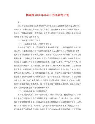 档案局年半年工作总结与计划 