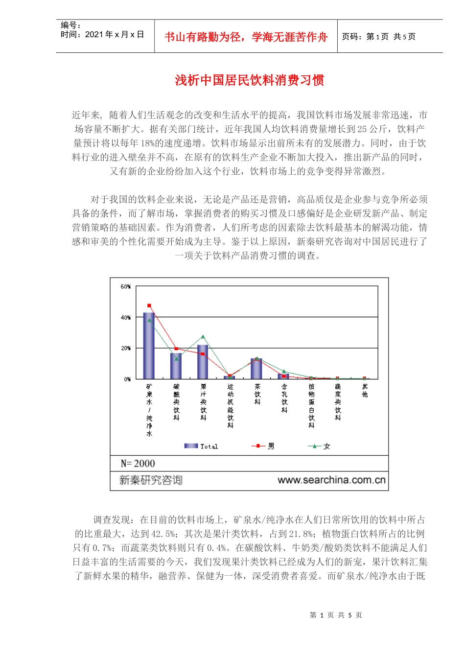 浅析中国居民饮料消费习惯_第1页