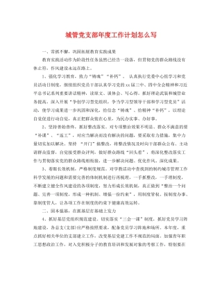 城管党支部年度工作计划怎么写 