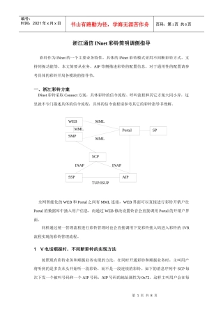 浙江通信INnet彩铃简明调侧指导