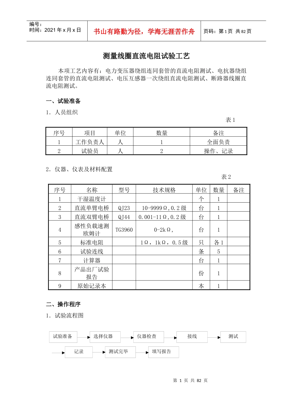 牵引变电所高压电气设备试验工艺(1-76)_第1页