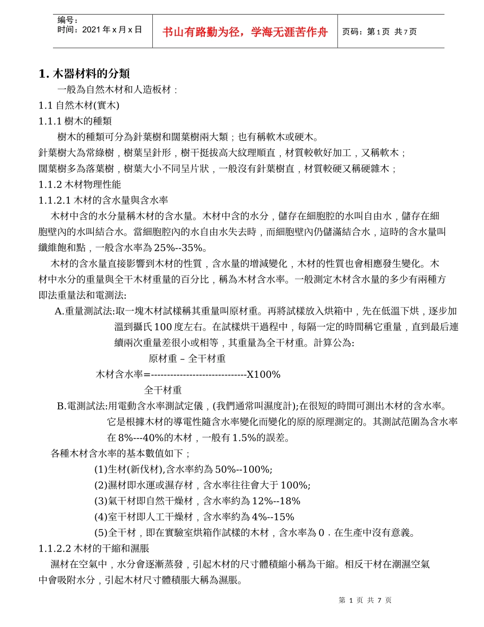 木器的基本知识_第1页