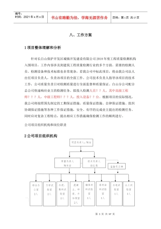 某公司工程质量检测项目工作方案