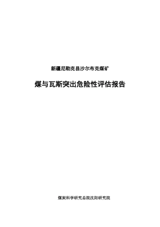 沙尔布克煤矿突出危险性评估报告