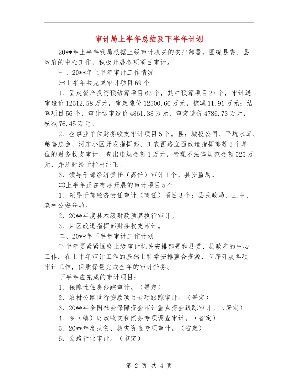审计局上半年总结及下半年计划_第2页
