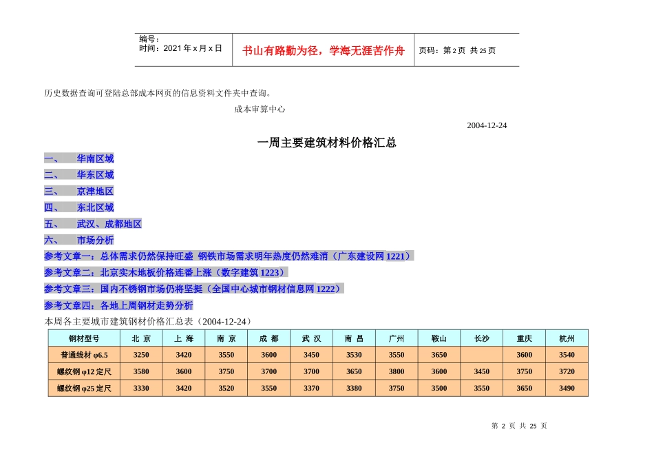 某地产一周建筑材料价格汇总_第2页