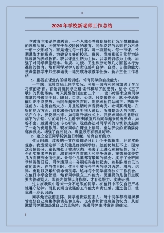 2024年小学新教师工作总结