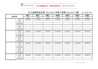 浙工大XXXX-XXXX(2)化工原理实验课程安排表-姬登祥XXXX0XXXX
