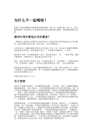 某啤酒公司创意广告策划