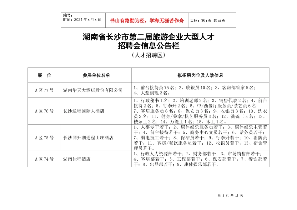 湖南省长沙市第二届旅游企业大型人才_第1页