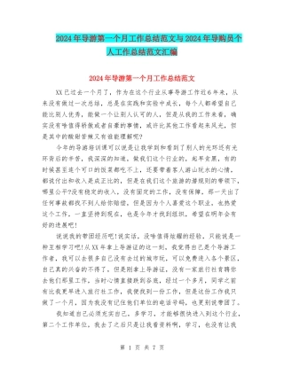 2024年导游第一个月工作总结范文与2024年导购员个人工作总结范文汇编
