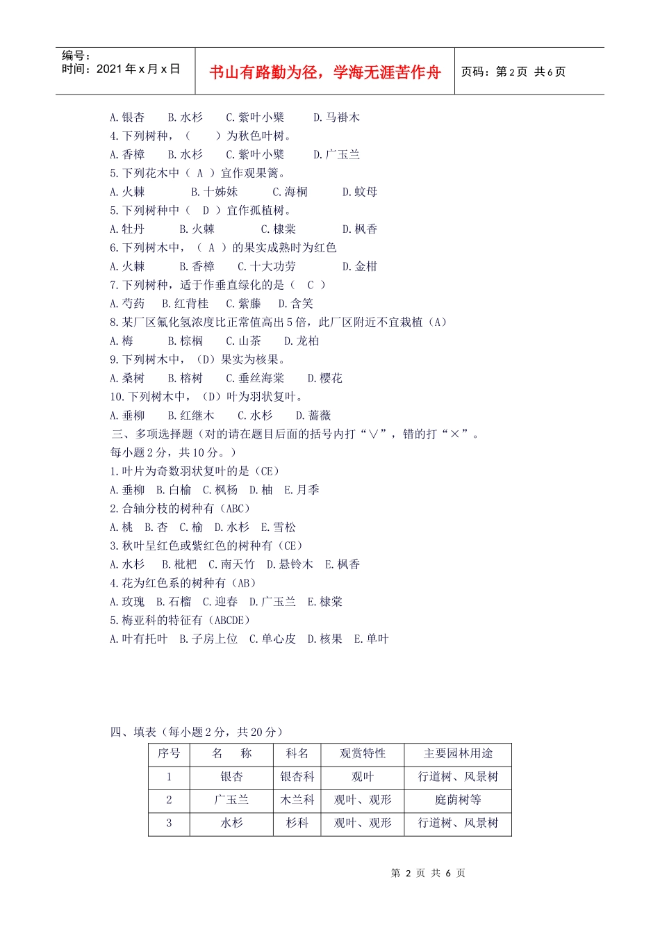 树木期末复习题_第2页