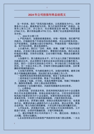 2017年公司担保年终总结范文