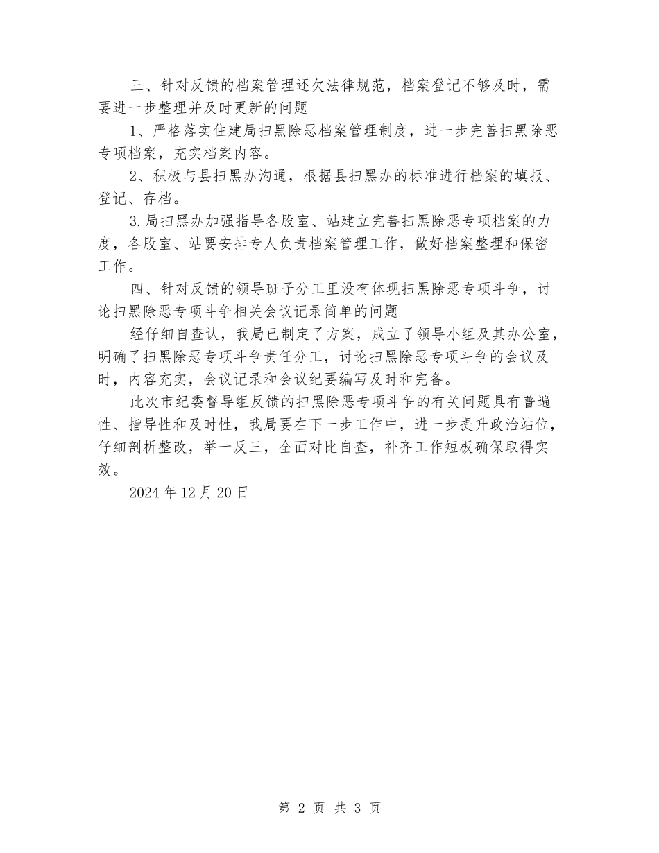 扫黑除恶专项斗争反馈问题整改报告_第2页