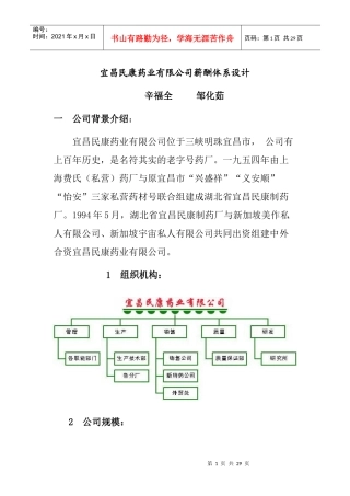 某药业有限公司薪酬体系设计