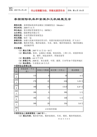 泰国国际机床和金属加工机械展览会