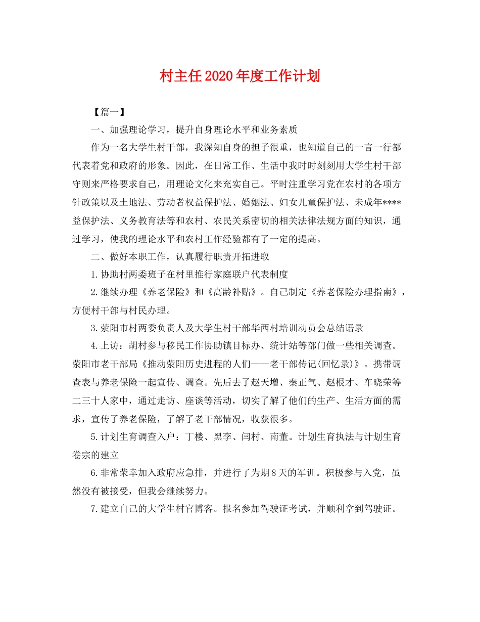 村主任年度工作计划 _第1页