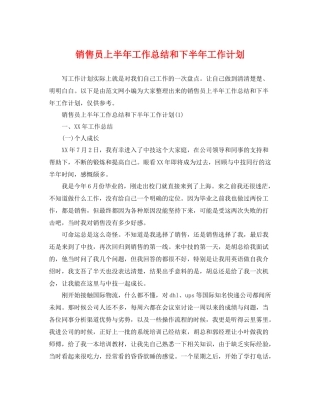 销售员上半年工作总结和下半年工作计划 