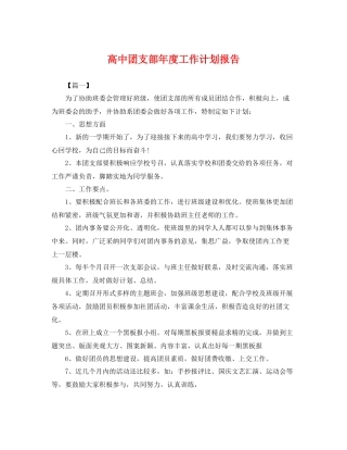 高中团支部年度工作计划报告 
