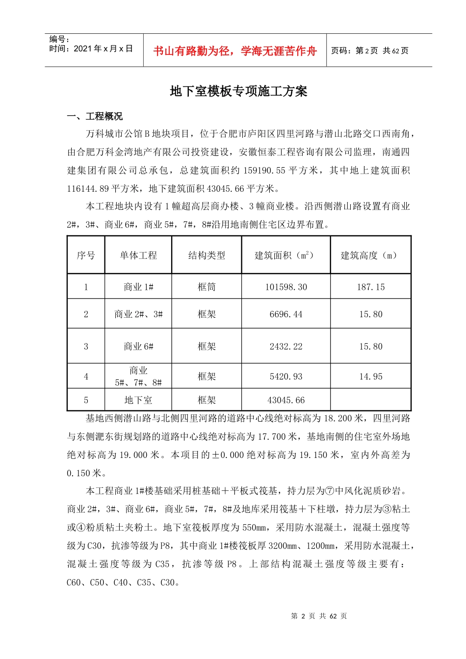 某地产·城市公馆地下室模板专项施工方案_第2页