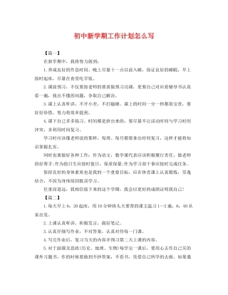 初中新学期工作计划怎么写 