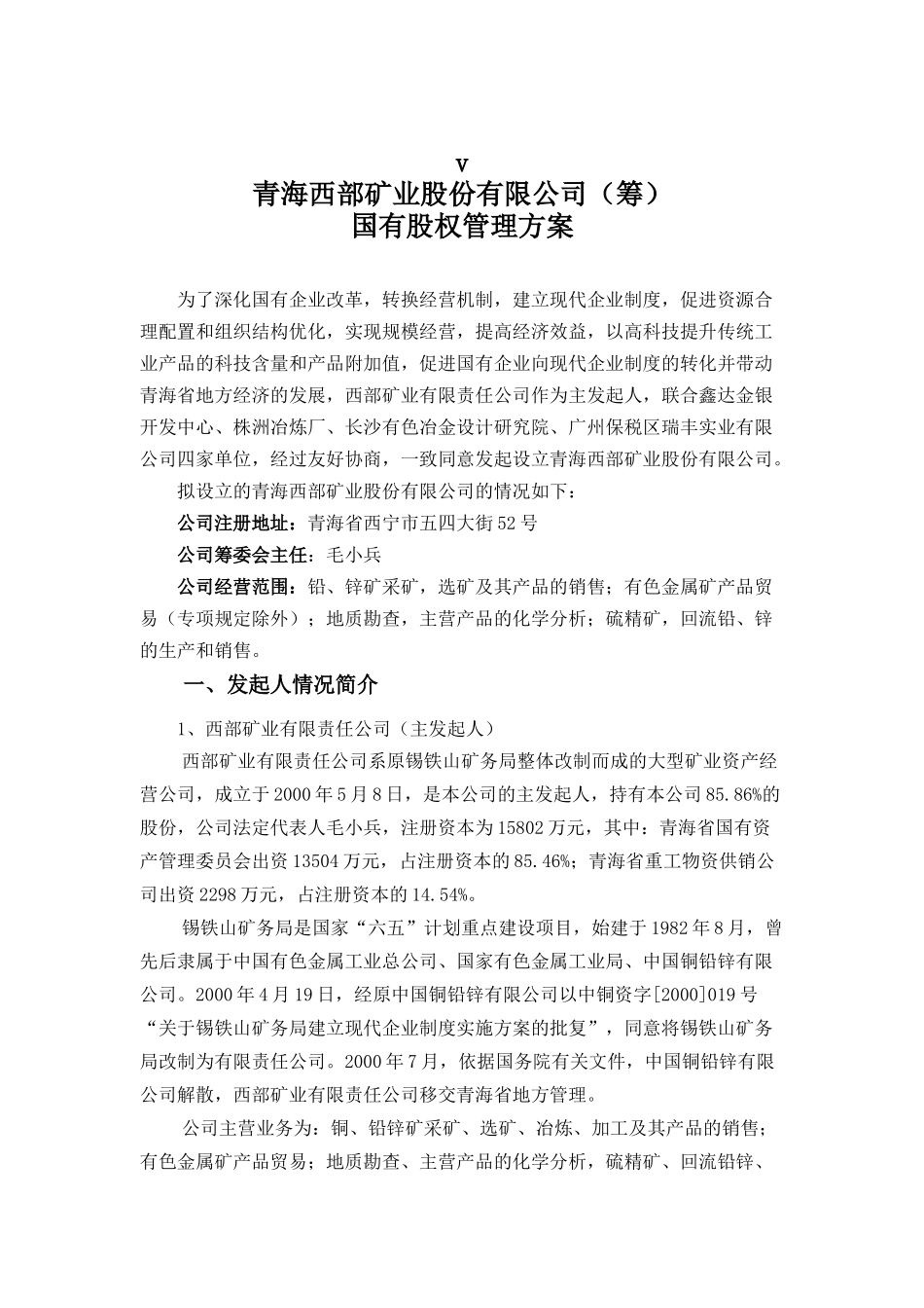 某矿业股份公司国有股权管理方案_第1页