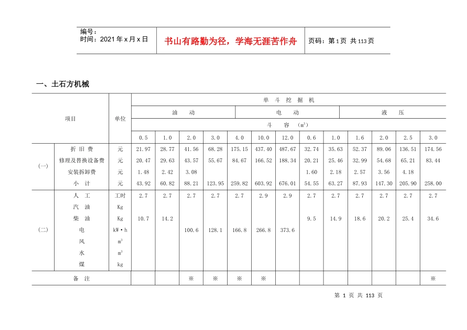 水利工程施工机械台时费定额_第3页