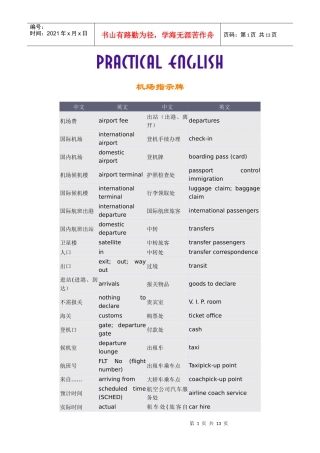 旅游英语单词(1)