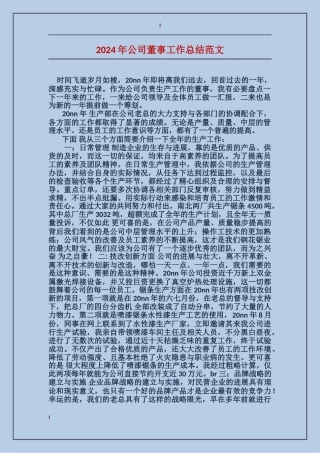2017年公司董事工作总结范文