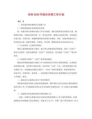 农村年综合治理工作计划 