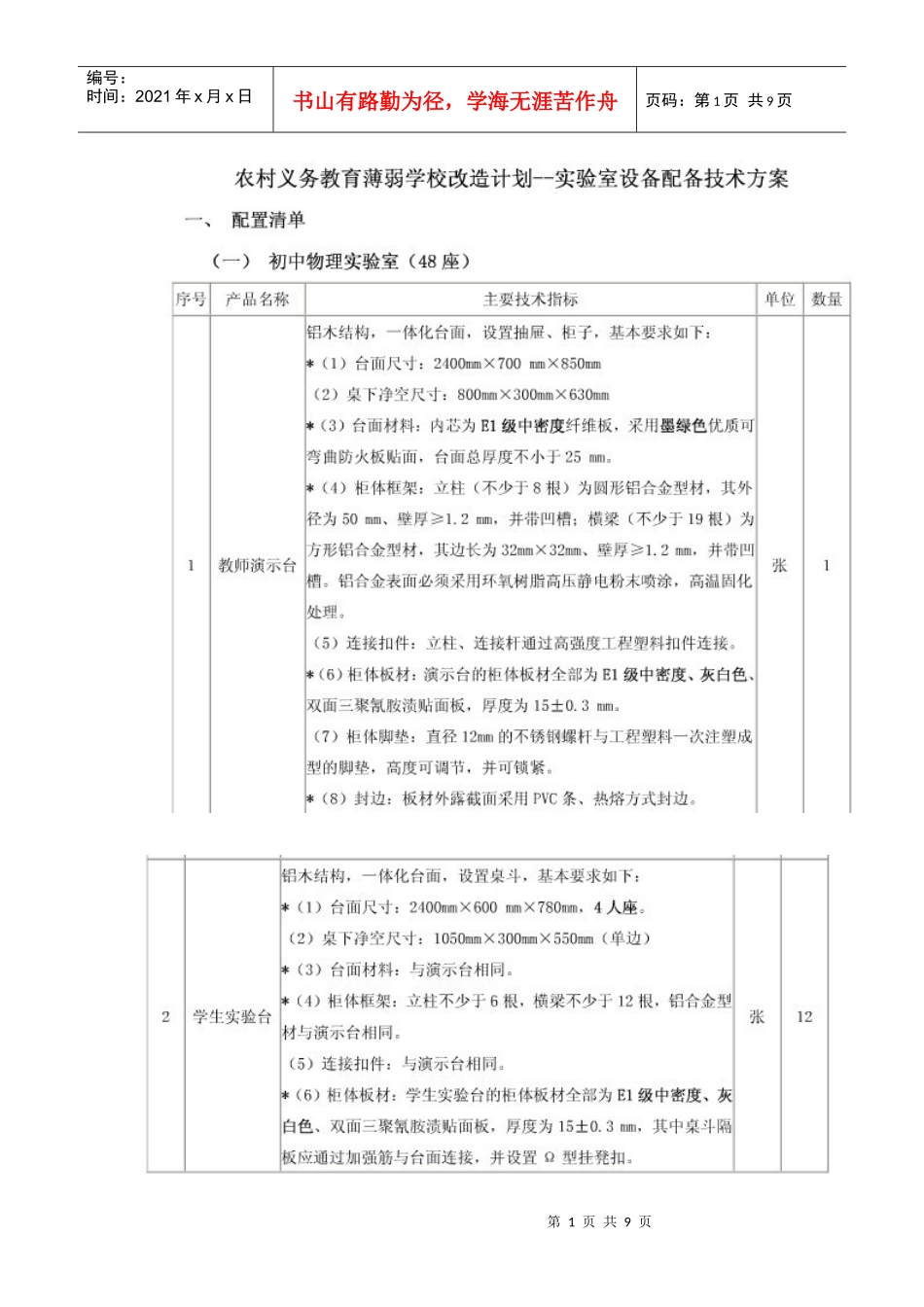 物理实验室配置含化学生物_第1页