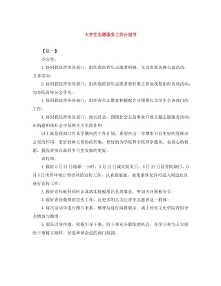 大学生志愿服务工作计划书 