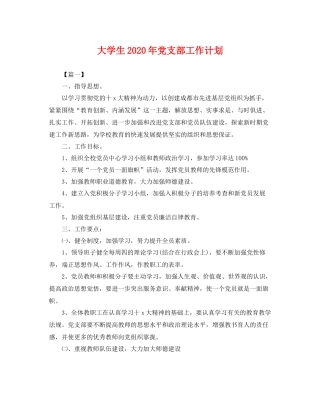 大学生年党支部工作计划 