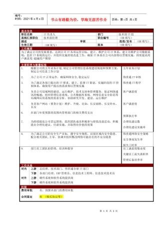 某大型电子公司IT负责人职位说明书