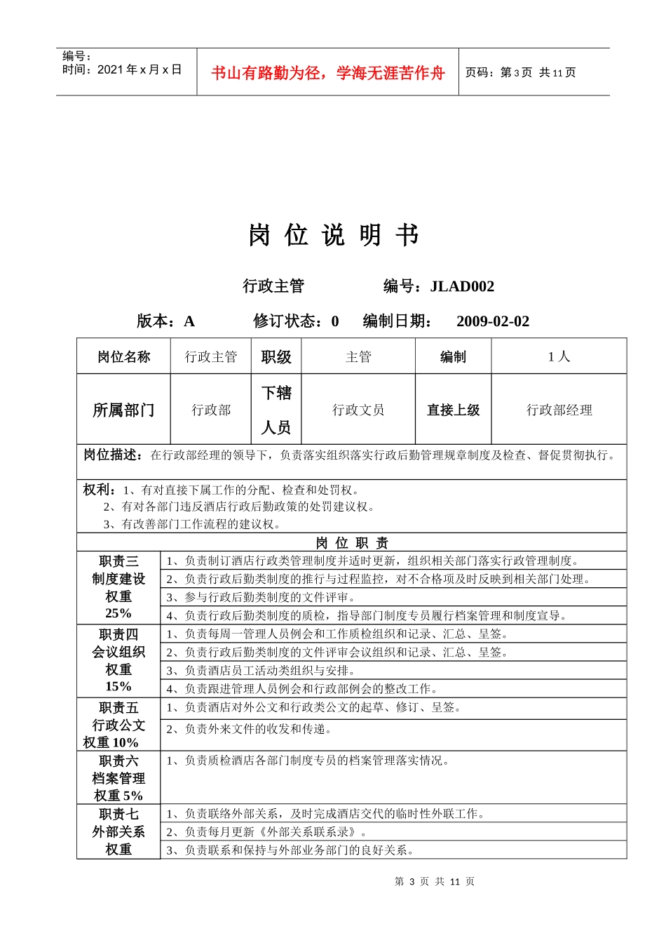 星级酒店岗位说明书_第3页