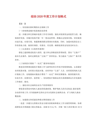 综治年度工作计划格式 