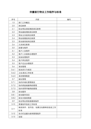 某物业公司工作程序与标准