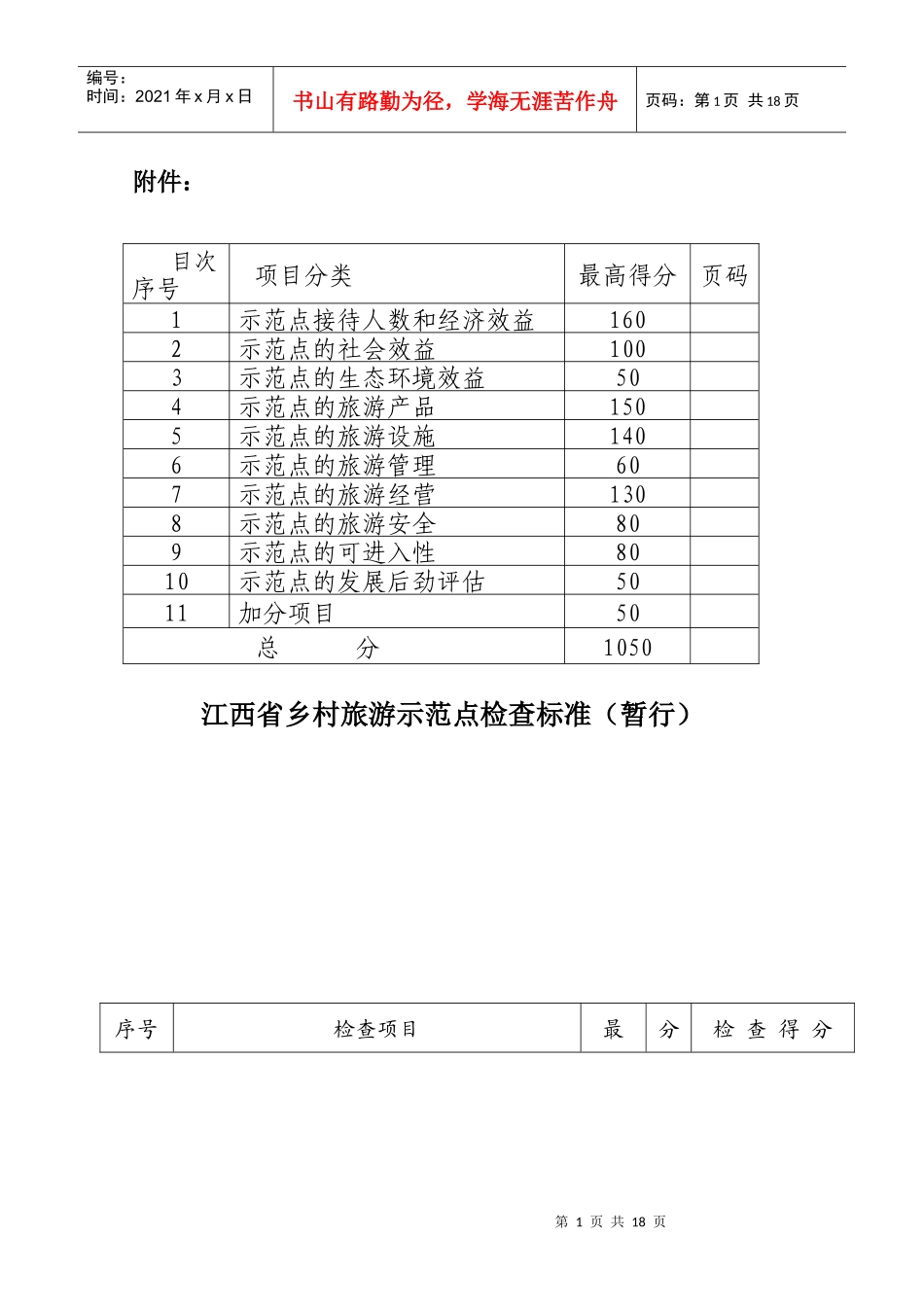 江西省乡村旅游示范点检查标准(暂行_第1页