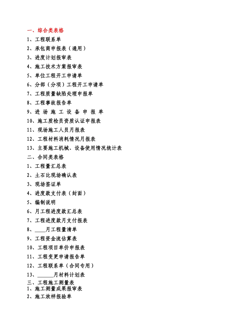 水电站综合表格及单元工程验收申请表(终表)_第1页