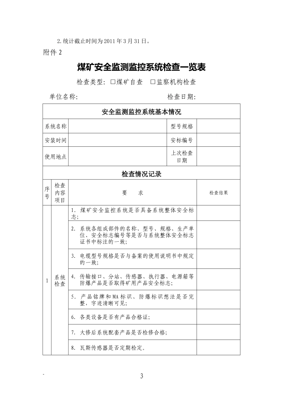 煤矿安全监测监控系统检查一览表_第3页