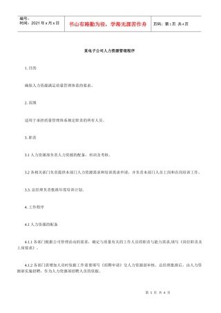 某电子公司人力资源管理程序
