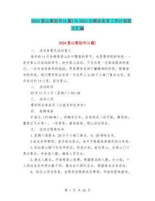 2024登山策划书与2024白酒业务员工作计划范文汇编