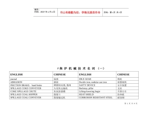 焦炉机械技术专业名词汇总