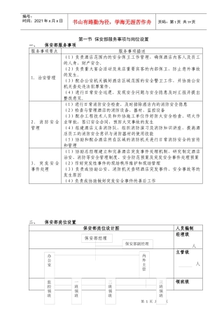 星级宾馆保安部管理规范