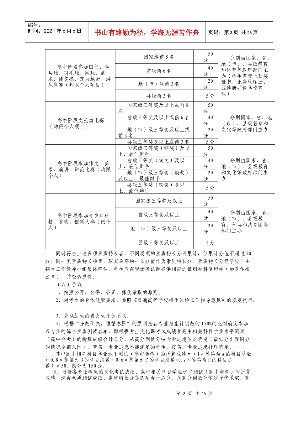 浙江水利水电专科学校XXXX年自主招生方案_第3页