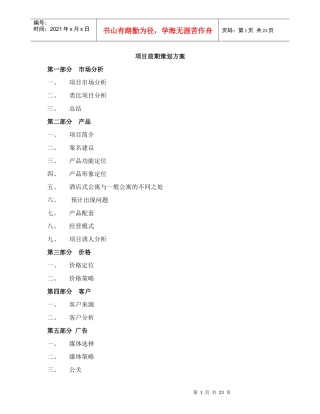 某酒店试公寓项目前期策划方案