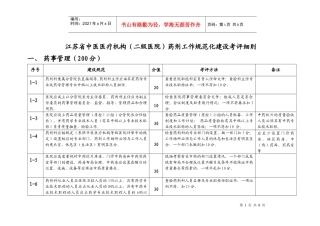 江苏省中医医疗机构（二、三级医院）药剂工作规范化建设考评细则